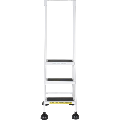 &eacute;chelles Stop-Step, 3 marches, Largeur de la marche 16", Hauteur de la plateforme 28-11/16", Acier Trail Hammer and Bolt