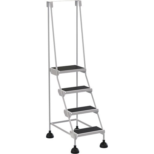 Stop-Step Ladders, 4 Steps, 16" Step Width, 38-3/16" Platform Height, Steel Trail Hammer and Bolt