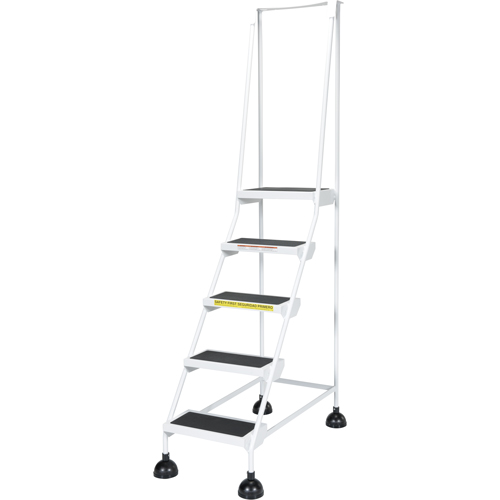 Light-Duty Stop-Step Ladders, 5 Steps, 16" Step Width, 47-11/16" Platform Height, Steel Trail Hammer and Bolt
