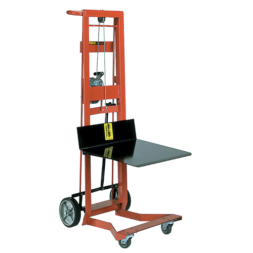 Platform Lift Stacker, Hand Winch Operated, 750 lbs. Capacity, 40" Max Lift Trail Hammer and Bolt