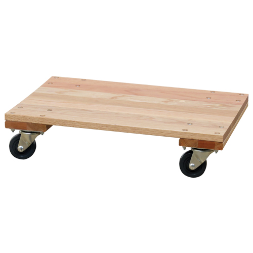 Solid Platform Wood Dolly, Rubber Wheels, 900 lbs. Capacity, 16" W x 24" D x 6" H Trail Hammer and Bolt