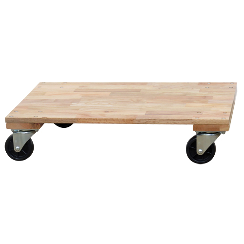 Solid Platform Wood Dolly, Rubber Wheels, 1200 lbs. Capacity, 24" W x 36" D x 7" H Trail Hammer and Bolt