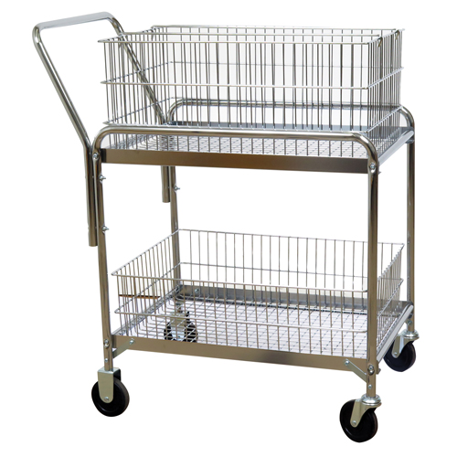 Chariot de bureau en treillis m&eacute;tallique pour le courrier, 200 lb Capacit&eacute;, Chrome, 20" p x 33" la x 37-1/2" h, Chrom&eacute; Trail Hammer and Bolt