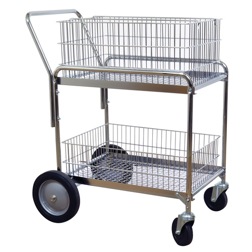 Chariot de bureau en treillis m&eacute;tallique pour le courrier, 200 lb Capacit&eacute;, Chrome, 23-3/4" p x 33-1/2" la x 38-1/4" h, Chrom&eacute; Trail Hammer and Bolt