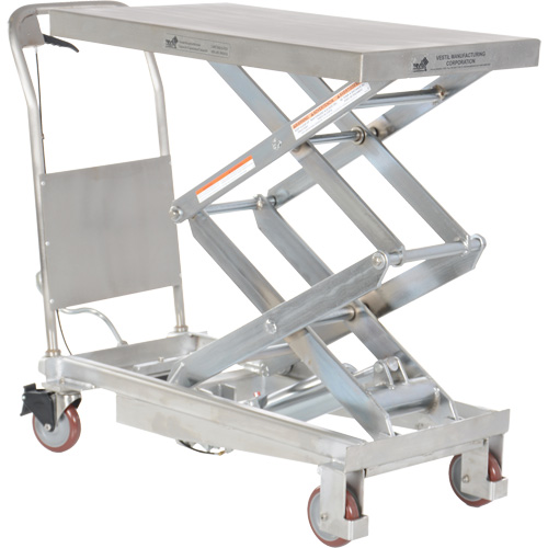 Manual Hydraulic Scissor Lift Table, 35-1/2" L x 20" W, Partial Stainless Steel, 800 lbs. Capacity Trail Hammer and Bolt
