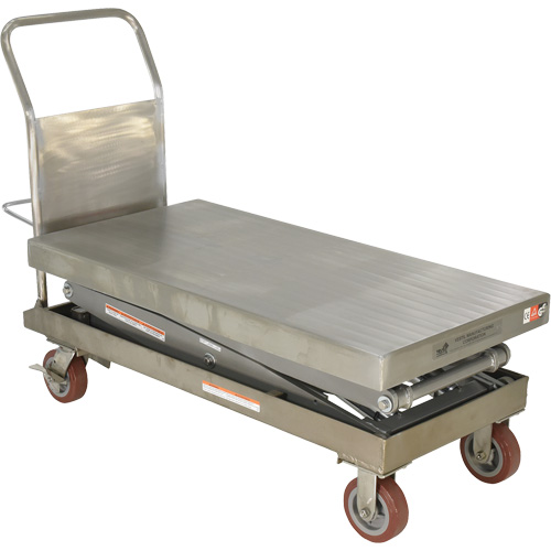 Manual Hydraulic Scissor Lift Table, 47-1/2" L x 24" W, Partial Stainless Steel, 1500 lbs. Capacity Trail Hammer and Bolt