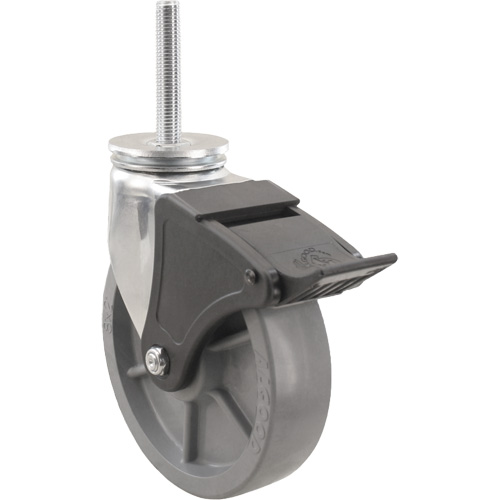 Roulette Emaxx Envirothane, Pivotant avec frein, Diam&egrave;tre 6" (152,4 mm), Capacit&eacute; 1100 lb (499 kg) Trail Hammer and Bolt