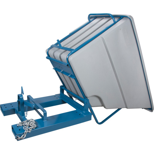 Self-Dumping Hopper, Polyethylene, 1-1/10 cu.yd, Grey Trail Hammer and Bolt