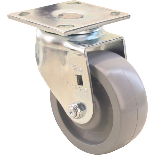 Roulette iLock directionnelle & roue Max9, Pivotant avec frein, 5" (127 mm), Gris-WOW Envirothane, 1000 lb (453,6 kg) Trail Hammer and Bolt