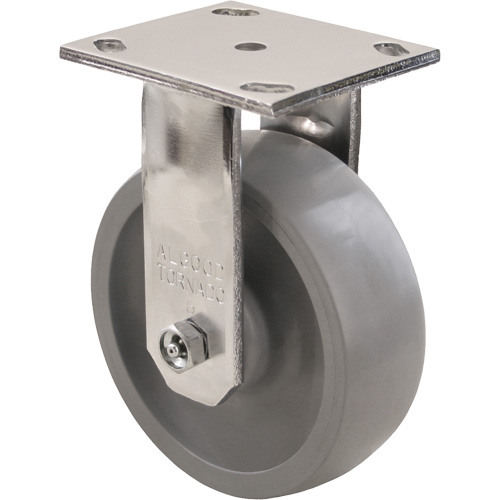 Roulette Max9, Fixe avec frein, 6" (152,4 mm), Gris-WOW Envirothane, 1100 lb (498,95 kg) Trail Hammer and Bolt