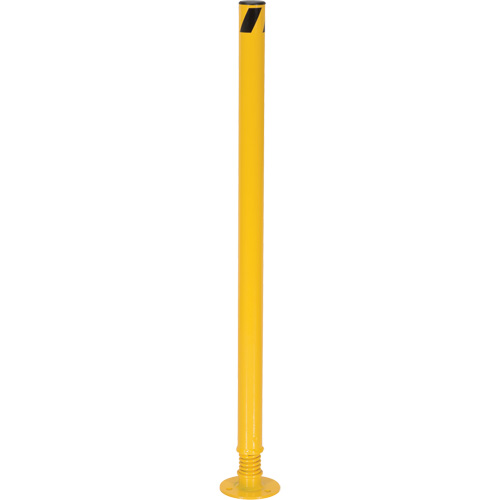 Spring Loaded Bollard, Steel, 42" H x 2-1/8" W, Yellow Trail Hammer and Bolt