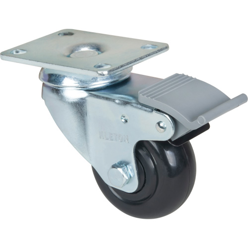 Caster, Swivel with Brake, 3" (76.2 mm), Polyolefin, 250 lbs. (113.4 kg) Trail Hammer and Bolt