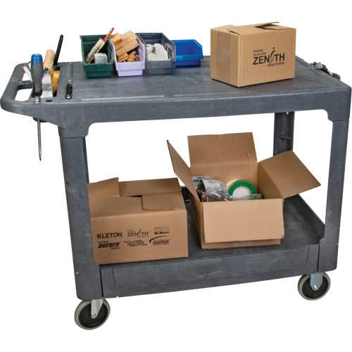 Flat-Shelf Utility Service Cart, 2 Tiers, 25-1/4" x 32-1/4" x 44", 550 lbs. Capacity Trail Hammer and Bolt