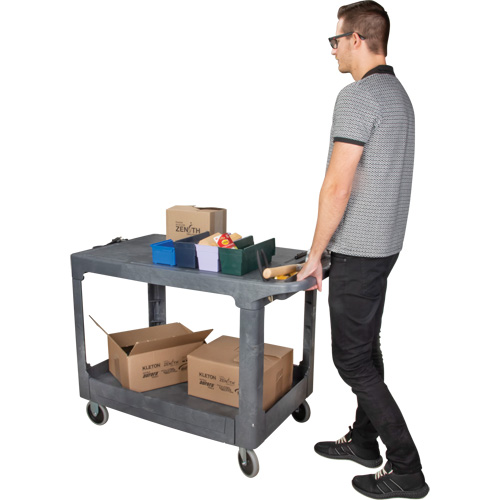 Flat-Shelf Utility Service Cart, 2 Tiers, 25-1/4" x 32-1/4" x 44", 550 lbs. Capacity Trail Hammer and Bolt