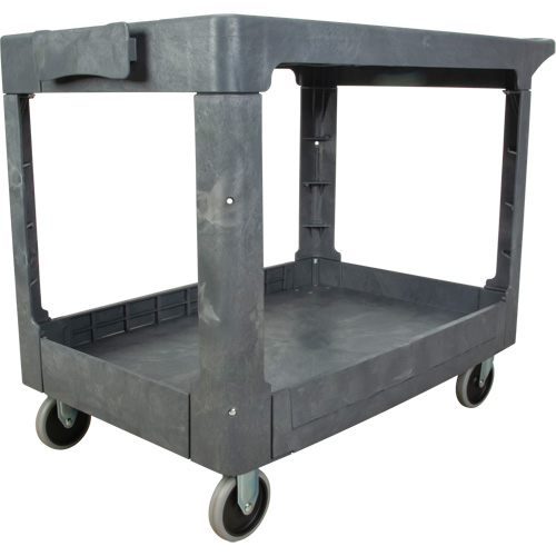 Flat-Shelf Utility Service Cart, 2 Tiers, 25-1/4" x 32-1/4" x 44", 550 lbs. Capacity Trail Hammer and Bolt