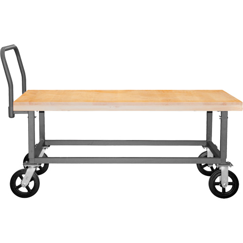 Chariot &agrave; plateforme ajustable en bois, 48" lo x 24" la, Capacit&eacute; de 1800 lb, Roues en Caoutchouc moul&eacute; Trail Hammer and Bolt
