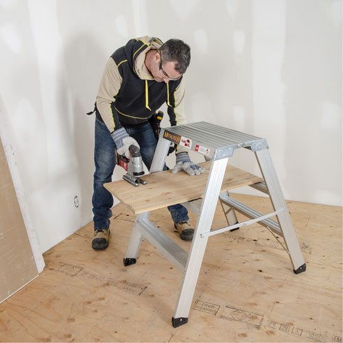 Portable Work-Stand Saw Horse, Aluminum Frame, 12-1/4" D x 36" H Trail Hammer and Bolt