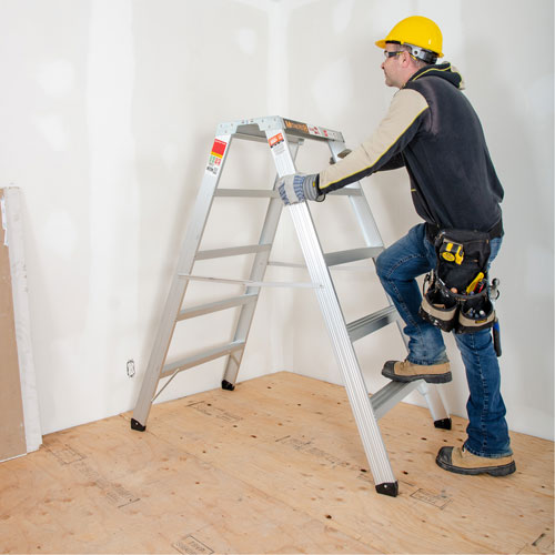 Portable Work-Stand Saw Horse, Aluminum Frame, 12-1/4" D x 56" H Trail Hammer and Bolt