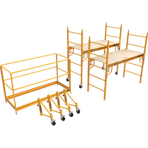 Complete 12' Drywall Baker Scaffold Tower Set, 58-1/2" D x 183" H Trail Hammer and Bolt