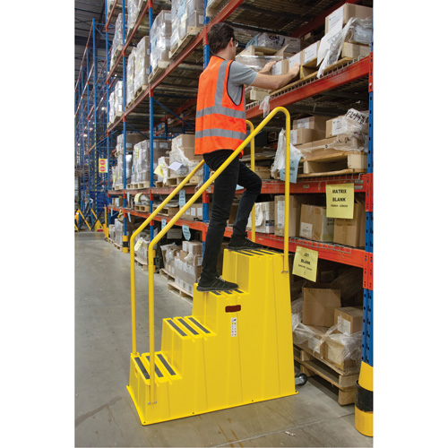 Industrial Step Stool, 4 Steps, 44" x 22-1/4" x 65-1/8" High Trail Hammer and Bolt