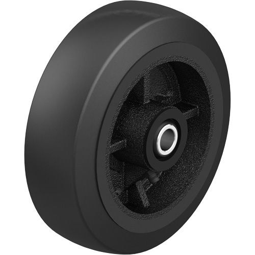 Roue en caoutchouc noir sur noyau en fonte noir, 12" (304,8 mm) dia. x 2-1/2" (64 mm) la, Capacit&eacute; de 396,8 lb (180 kg) Trail Hammer and Bolt