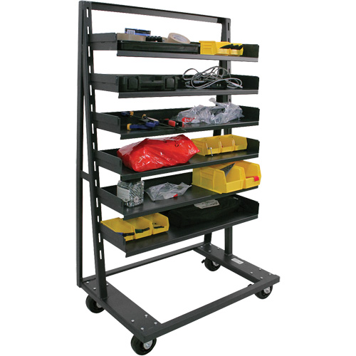 Single-Sided Heavy Duty A-Frame Cart with 6 Trays, 38" x 25" x 63", 2500 lbs. Capacity Trail Hammer and Bolt