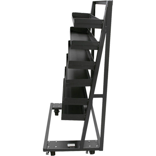 Single-Sided Heavy Duty A-Frame Cart with 6 Lipped Trays, 38" x 25" x 63", 2500 lbs. Capacity Trail Hammer and Bolt