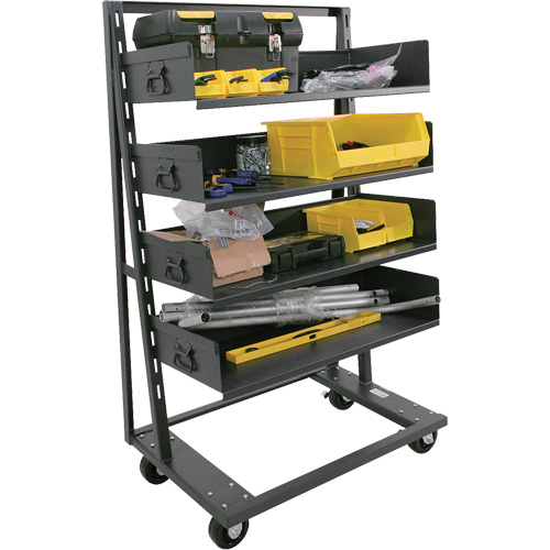 Single-Sided Heavy Duty A-Frame Cart with 4 Large Trays, 38" x 25" x 63", 2500 lbs. Capacity Trail Hammer and Bolt