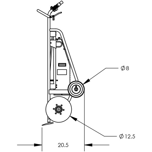 Powered Drum Hand Truck with Pneumatic Wheels Trail Hammer and Bolt