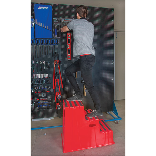 Industrial Step Stool, 3 Steps, 34-13/16" x 22-7/16" x 28-1/2" High Trail Hammer and Bolt