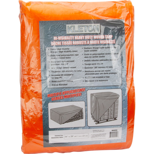 High-Visibility Heavy-Duty Woven Tarp, Polyethylene, Green/Orange, 16' x 20' x 12 mils Trail Hammer and Bolt