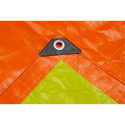 High-Visibility Heavy-Duty Woven Tarp, Polyethylene, Green/Orange, 16' x 20' x 12 mils Trail Hammer and Bolt