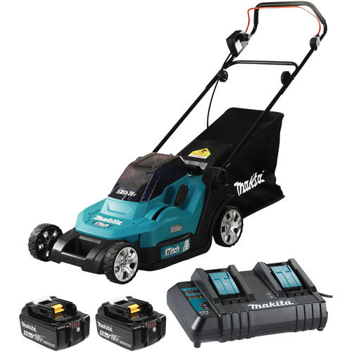 36V 5.0 Ah LXT Lawn Mower Kit, Push Walk-Behind, Battery Powered, 17" Cutting Width Trail Hammer and Bolt