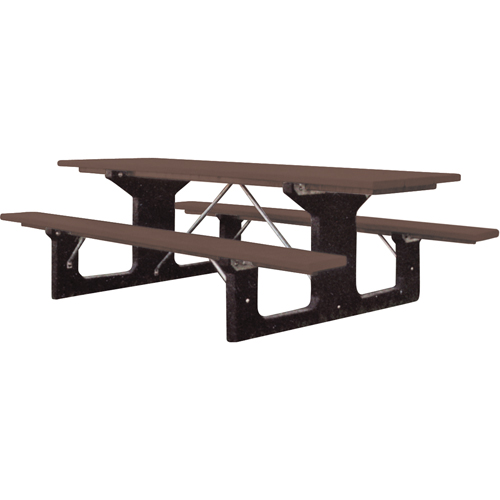 Recycled Plastic Picnic Tables, 6' L x 61-1/2" W, Brown Trail Hammer and Bolt