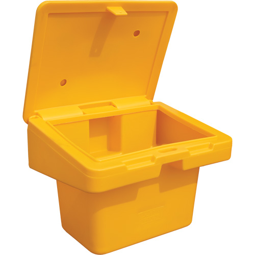 Contenants pour sel & sable SOS, Avec Moraillon, 30" x 24" x 24", 5,5 pi³, Jaune Trail Hammer and Bolt