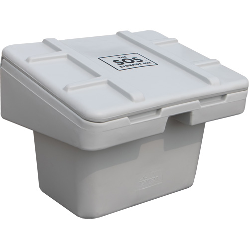 Salt Sand Container SOS, With Hasp, 30" x 24" x 24", 5.5 cu. Ft., Grey Trail Hammer and Bolt