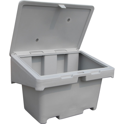 Contenants pour sel & sable SOS, Avec Moraillon, 42" x 29" x 30", 11 pi³, Gris Trail Hammer and Bolt