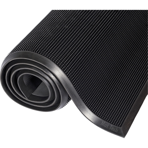 Mat-A-Dor Mat, Rubber, Scraper Type, Finger Tip Style Pattern, 3' x 6', Black Trail Hammer and Bolt
