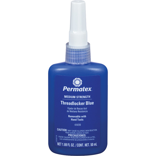 Removable Strength Threadlocker, Blue, Medium, 50 ml, Bottle Trail Hammer and Bolt
