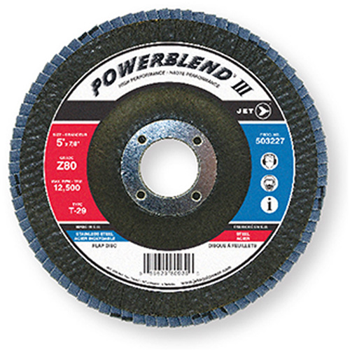 PowerBlend Flap Disc, 7" x 7/8", Type 29, Z120 Grit, Zirconia Alumina Trail Hammer and Bolt