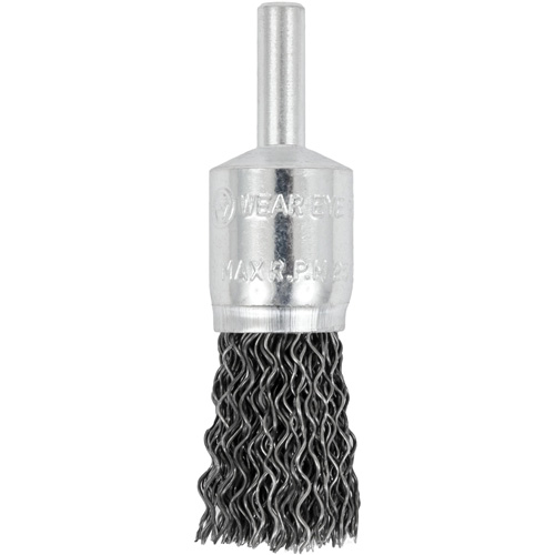 Brosse &agrave; fils cr&ecirc;p&eacute;s mont&eacute;e sur mandrin E050-20, 1/2", Fils 0,02", Tige 1/4" Trail Hammer and Bolt