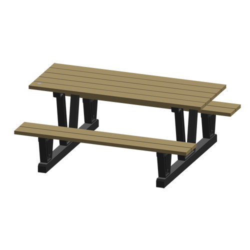 Recycled Plastic Outdoor Picnic Tables, 72" L x 60-5/16" W, Sand Trail Hammer and Bolt