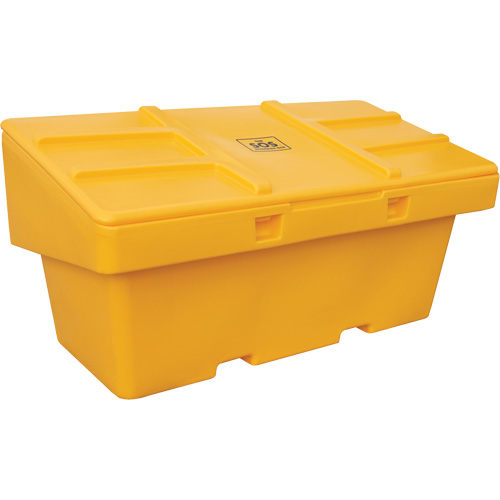Contenants pour sel & sable SOS, Avec Moraillon, 72" x 36" x 36", 36 pi³, Jaune Trail Hammer and Bolt