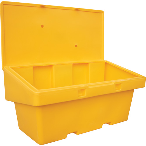 Contenants pour sel & sable SOS, Avec Moraillon, 72" x 36" x 36", 36 pi³, Jaune Trail Hammer and Bolt