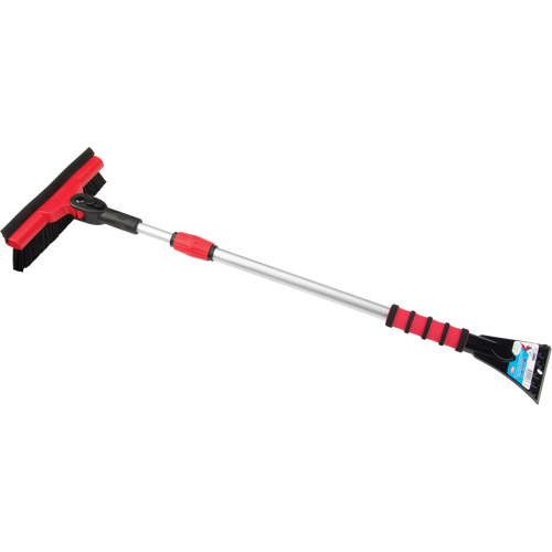 Balai &agrave; neige avec t&ecirc;te pivotante, T&eacute;lescopique, lame , 52" Longueur, Noir/Rouge Trail Hammer and Bolt