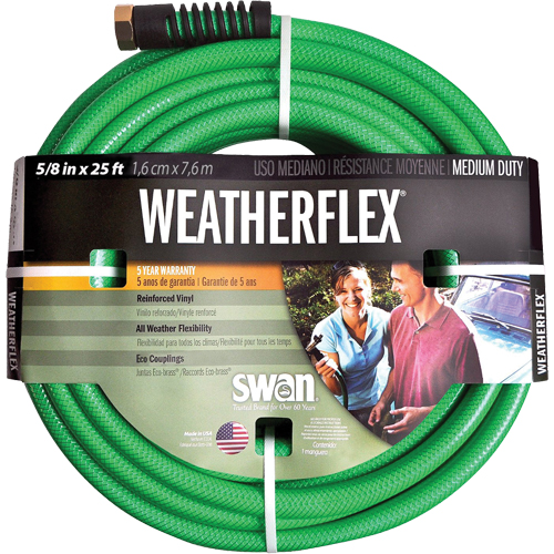 Weatherflex Medium Duty Garden Hoses, Vinyl, 5/8" dia. x 25' Trail Hammer and Bolt