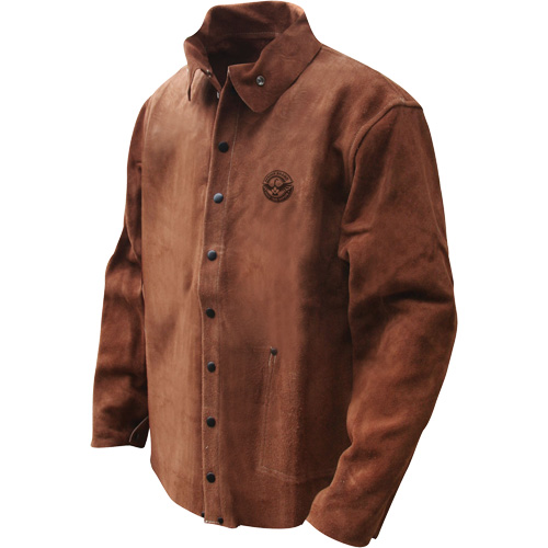 Gander Brand Split Cowhide Welding Jacket, Leather, Large, Brown Trail Hammer and Bolt