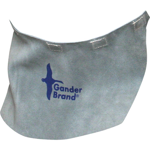 Gander Brand Split Leather Welding Helmet Bib, Pearl Grey Trail Hammer and Bolt
