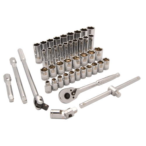 Jeu de douilles m&eacute;triques, 43 Mcx, Prise de 1/2", Profond Trail Hammer and Bolt