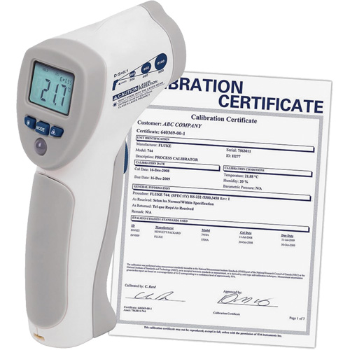 Food Service Infrared Thermometer with Calibration Certificate, -4°- 392° F ( -20° - 200° C )/-58°- 4° F ( -50° - -20° C ), 8:1, Fixed Emmissivity Trail Hammer and Bolt